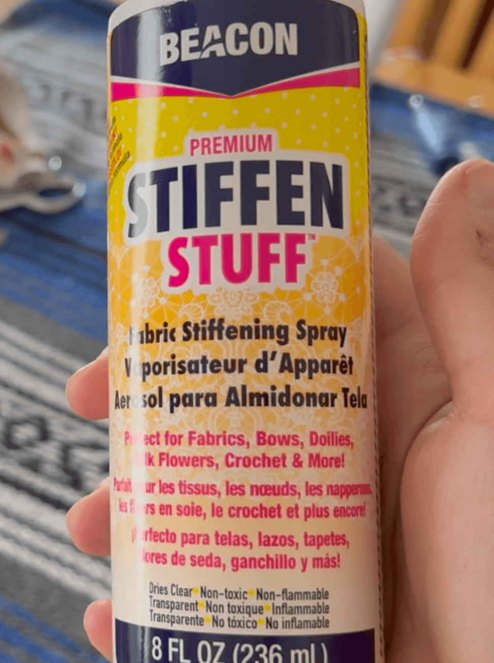 A spray bottle of Stiffen Stuff